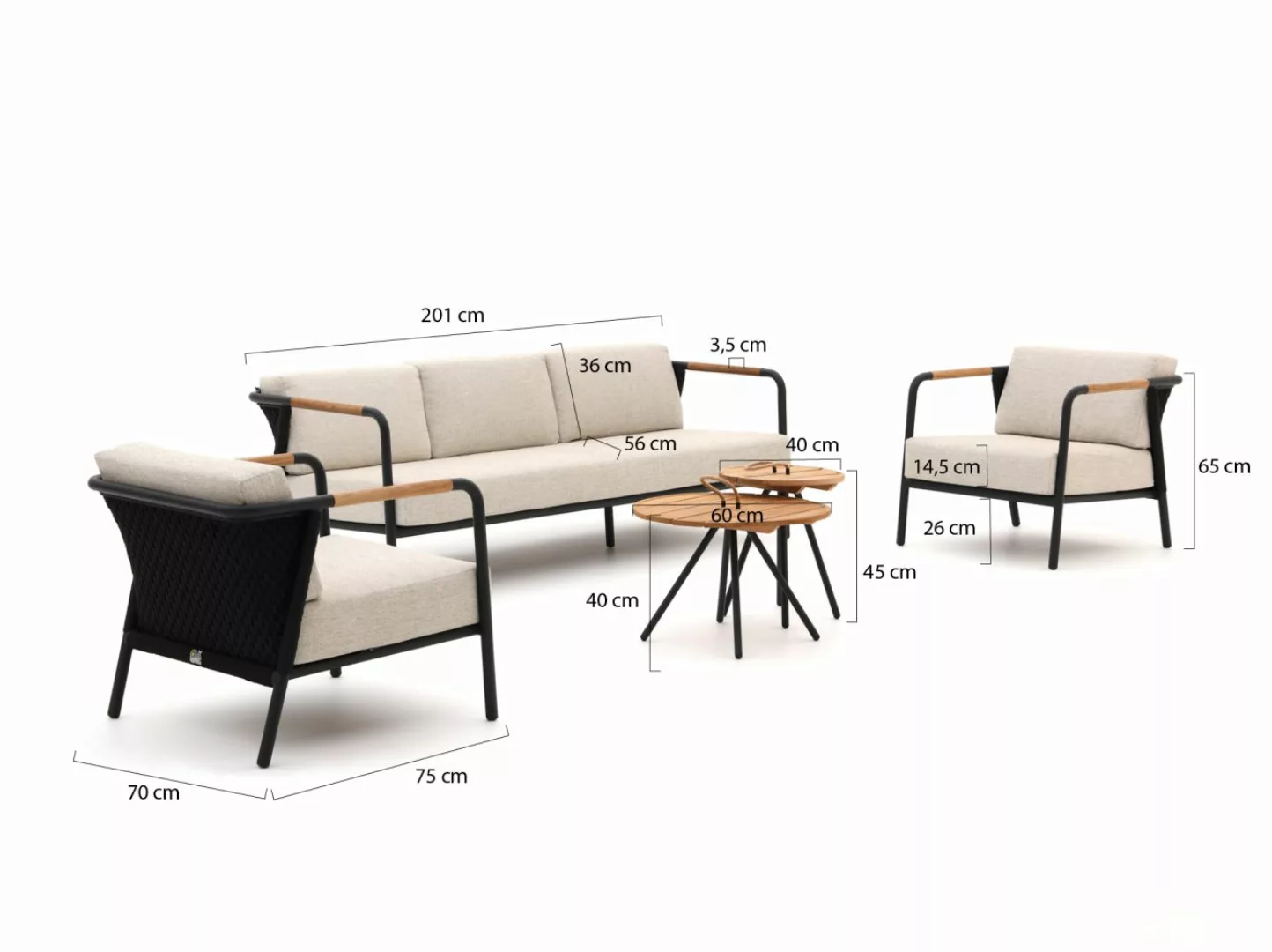 Apple Bee Elle Sessel-Sofa Lounge-Set 5-teilig günstig online kaufen