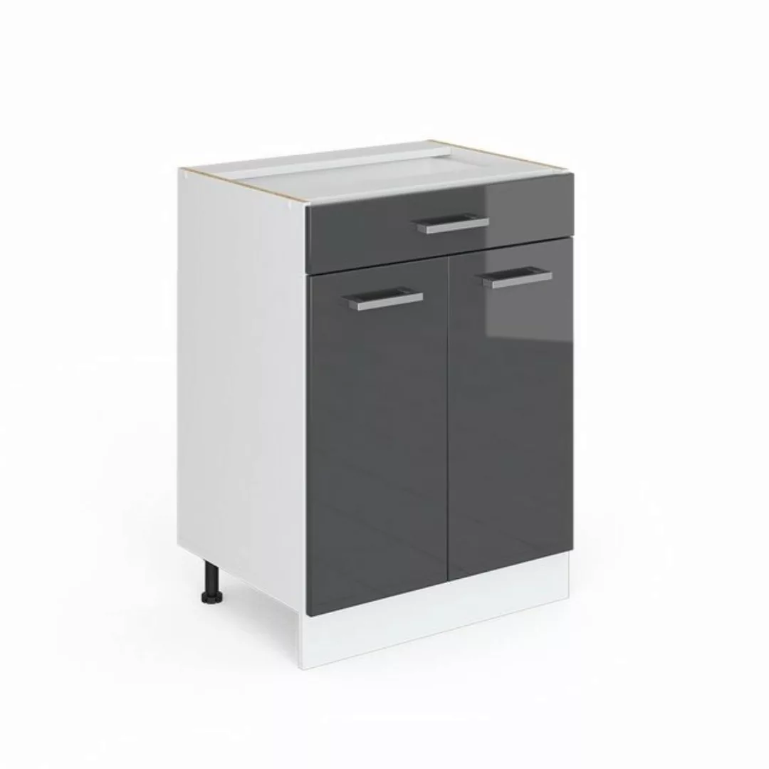 Vicco Schubunterschrank 60 cm ohne Arbeitsplatte Anthrazit Hochglanz anthra günstig online kaufen