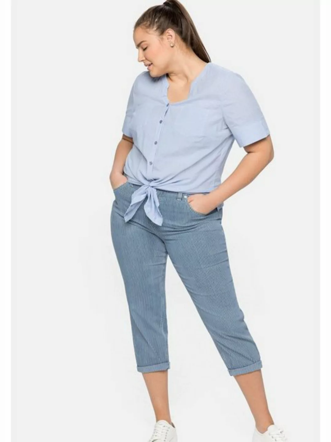 Sheego Stretch-Jeans Große Größen in 7/8 Länge, mit Allover-Streifen günstig online kaufen