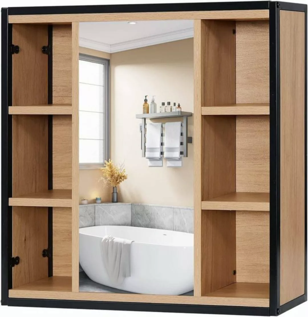EUGAD Badezimmerspiegelschrank aus Metall Holzwerkstoff, 60 x 58 x 16 cm günstig online kaufen