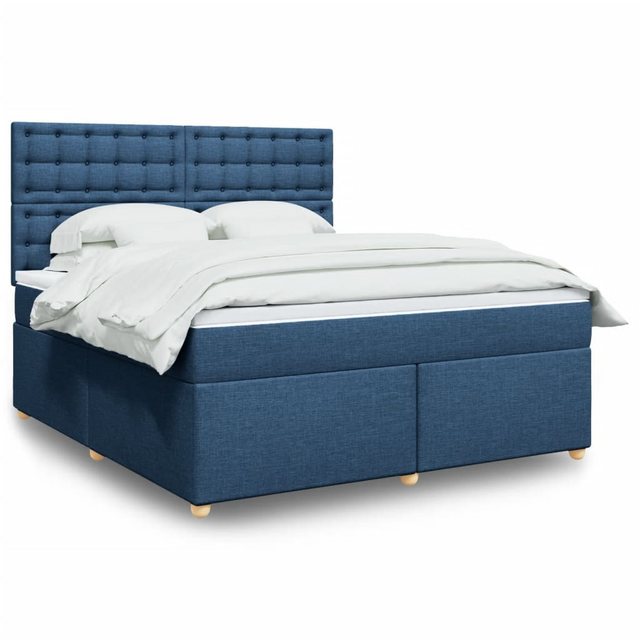 vidaXL Boxspringbett, Boxspringbett mit Matratze Blau 180x200 cm Stoff günstig online kaufen