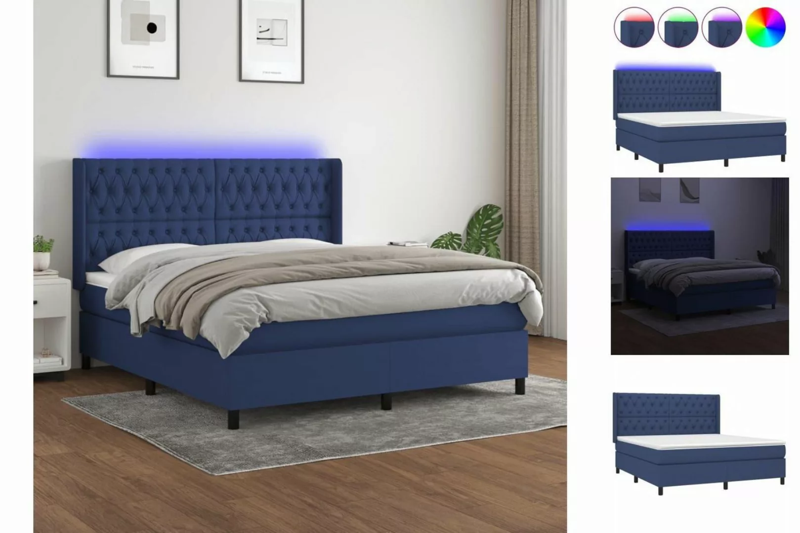 vidaXL Boxspringbett Boxspringbett mit Matratze und LED Stoff (160 x 200 cm günstig online kaufen