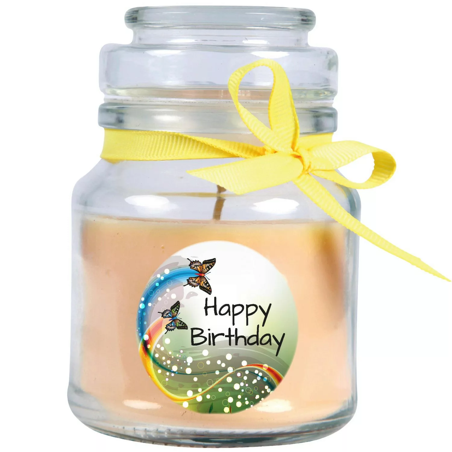 HS Candle Duftkerze & Glas Happy Birthday Bonbon Schmetterling Vanille günstig online kaufen