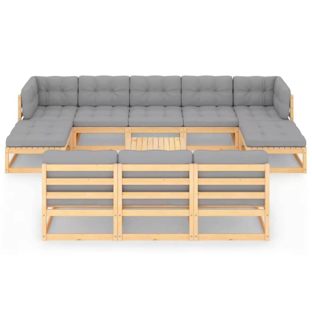 11-tlg. Garten-lounge-set Mit Kissen Kiefer Massivholz günstig online kaufen