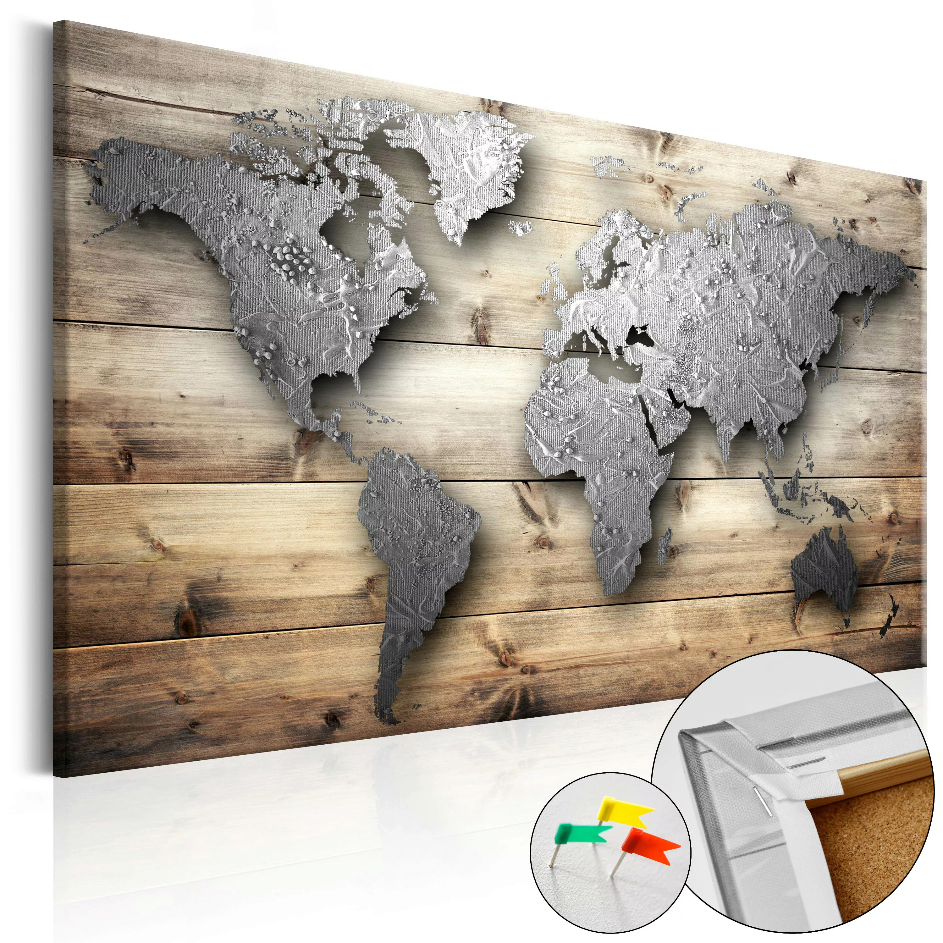 Korkbild - Silver World [cork Map] günstig online kaufen