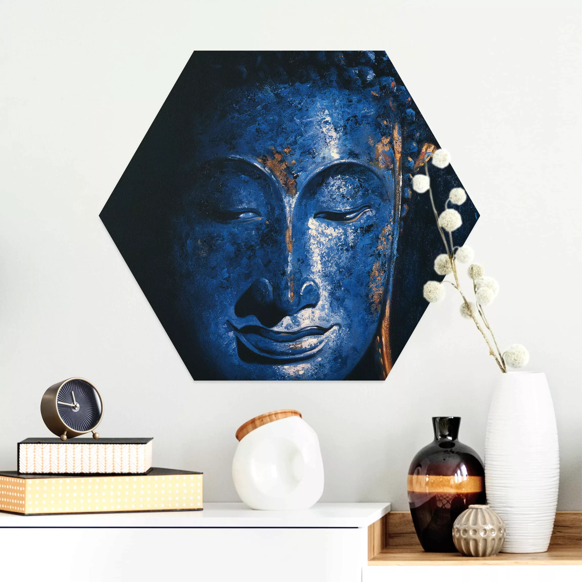 Hexagon-Alu-Dibond Bild Delhi Buddha günstig online kaufen
