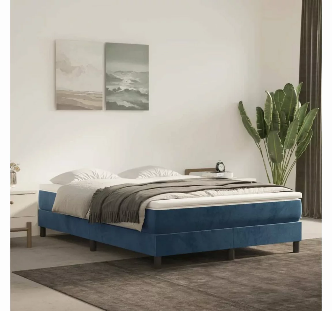 furnicato Bett Boxspringbett Dunkelblau 140x200 cm Samt günstig online kaufen