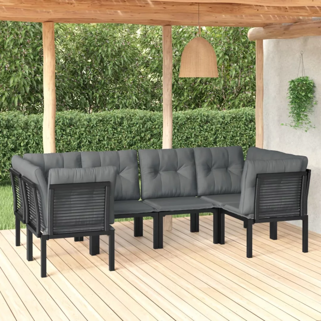 Vidaxl 6-tlg. Garten-lounge-set Schwarz Und Grau Poly Rattan günstig online kaufen