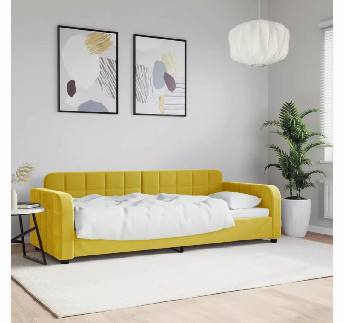 vidaXL Gästebett Tagesbett Gelb 80x200 cm Samt Gästebett Gästecouch Gästeso günstig online kaufen