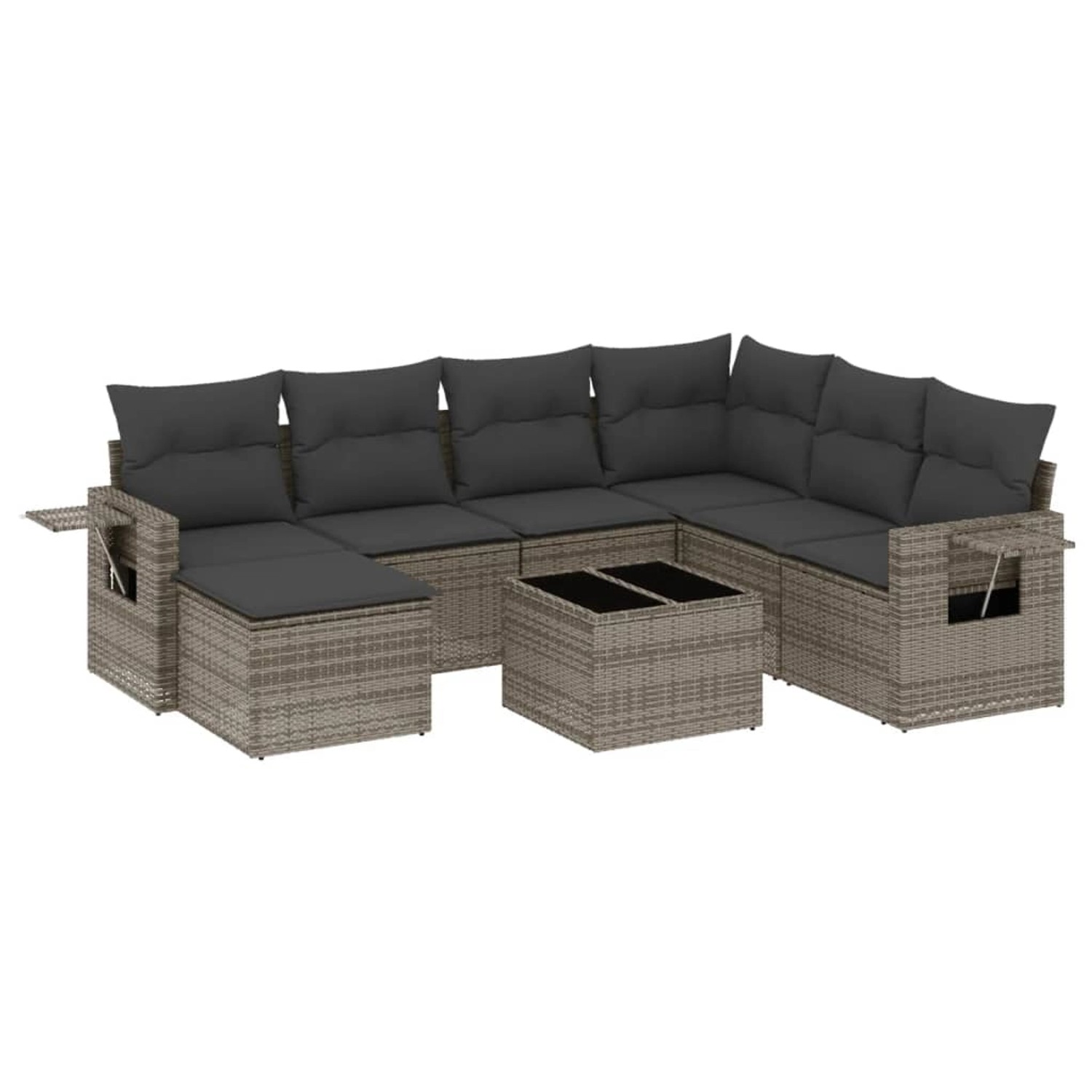 vidaXL 8-Tlg Garten-Sofagarnitur mit Kissen Grau Poly Rattan 3252847 günstig online kaufen