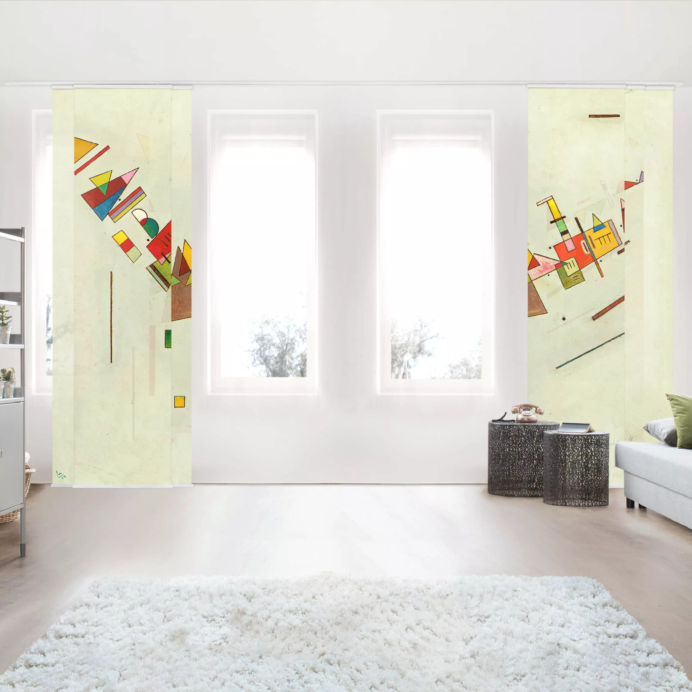 Schiebegardinen Set Kunstdruck Wassily Kandinsky - Winkelschwung günstig online kaufen