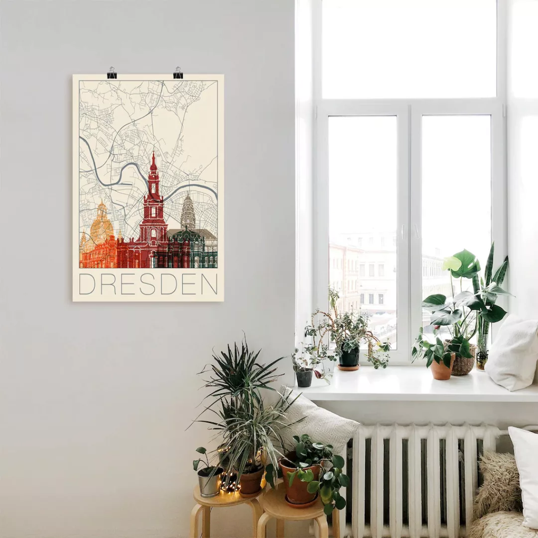 Artland Wandbild »Retro Karte Dresden«, Deutschland, (1 St.), als Alubild, günstig online kaufen