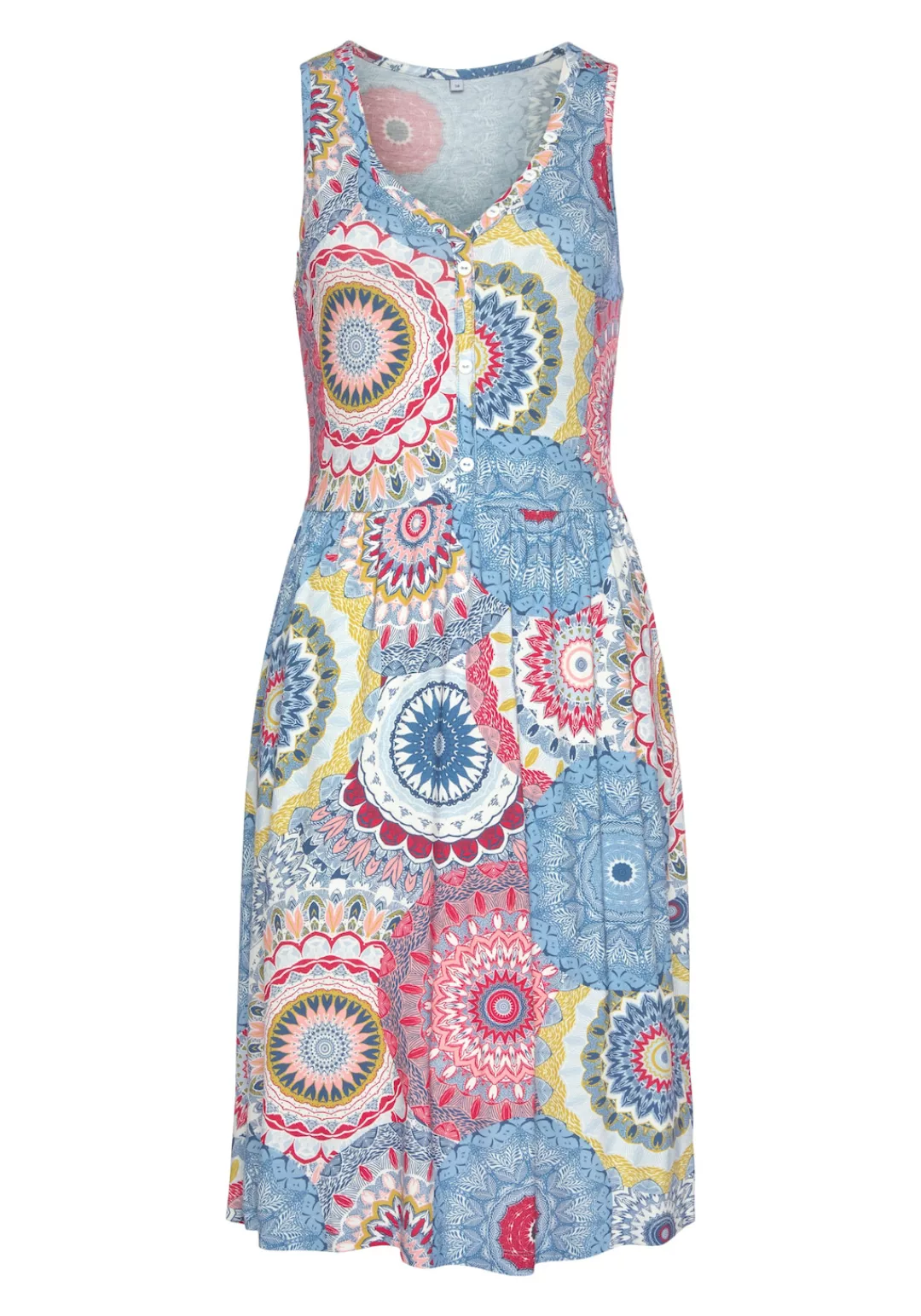 Vivance Jerseykleid mit Alloverdruck und V-Ausschnitt, farbenfrohes Sommerk günstig online kaufen