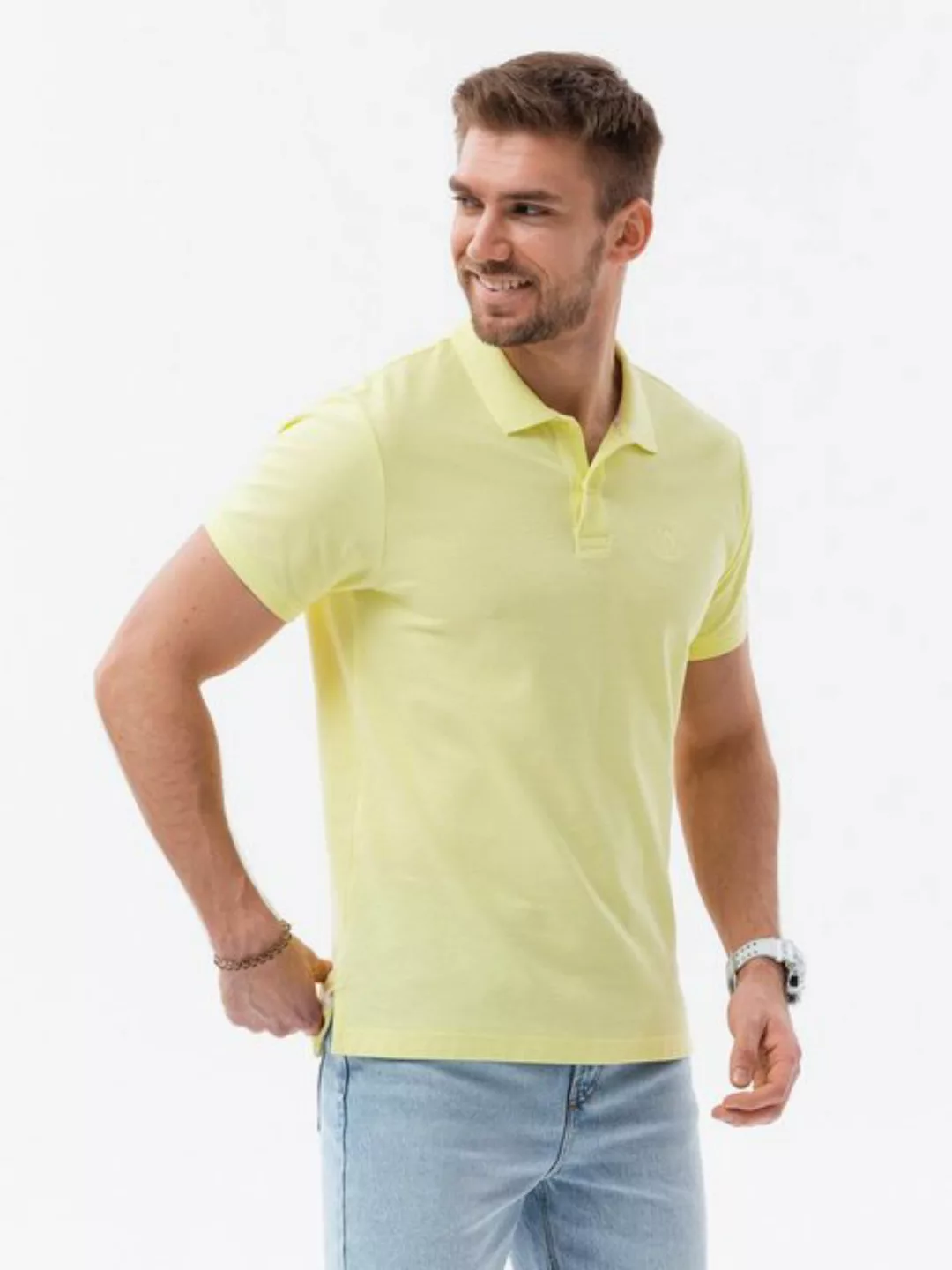 OMBRE Poloshirt Ombre Herren-Pique-Strick-Poloshirt - lindgrün V15 S1374 L günstig online kaufen