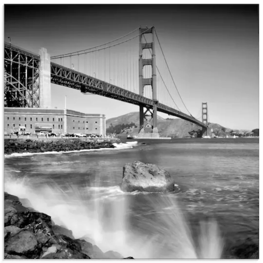 Artland Glasbild "Golden Gate Bridge mit Brandung", Amerika, (1 St.), in ve günstig online kaufen
