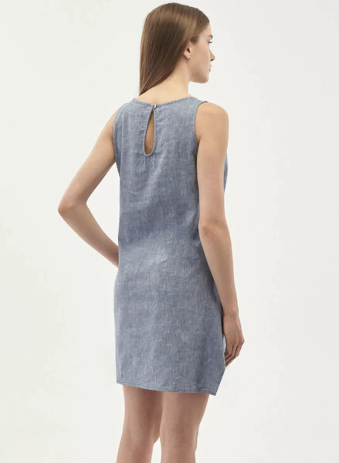 Kleid Aus Leinen-mix In Denim Optik günstig online kaufen