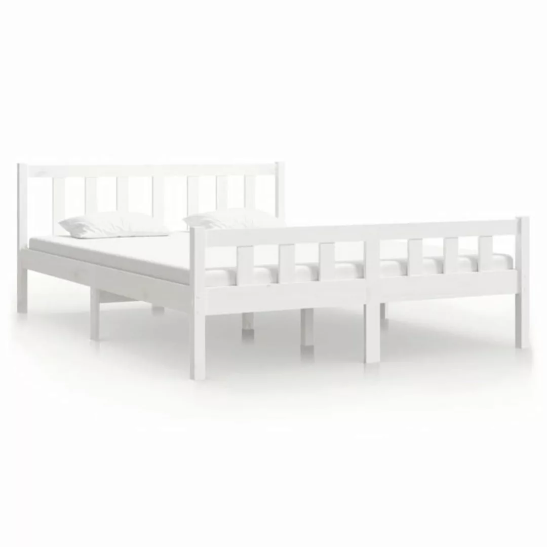 vidaXL Bett Massivholzbett Weiß 135x190 cm günstig online kaufen