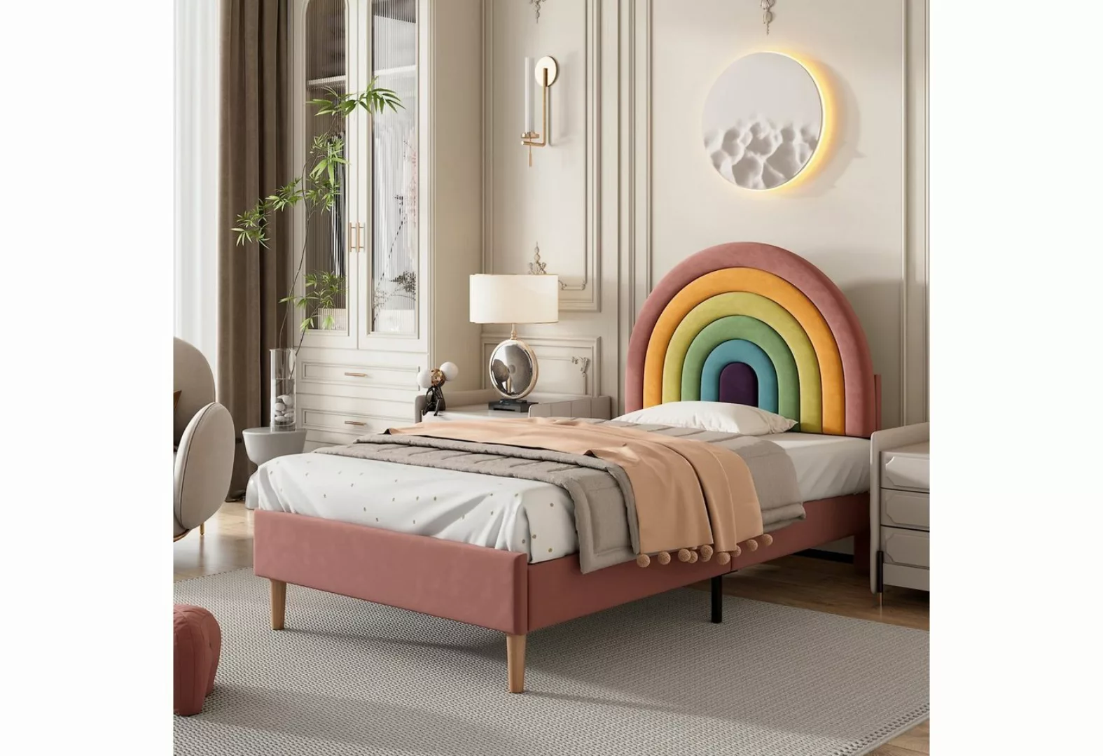 Celya Polsterbett 90×200 cm, mit Lattenrost und Kopfteil, Jugendbett, für E günstig online kaufen
