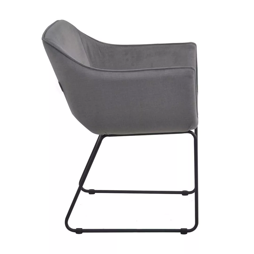 Armlehnenstühle in Grau Webstoff Metallbügeln (2er Set) günstig online kaufen