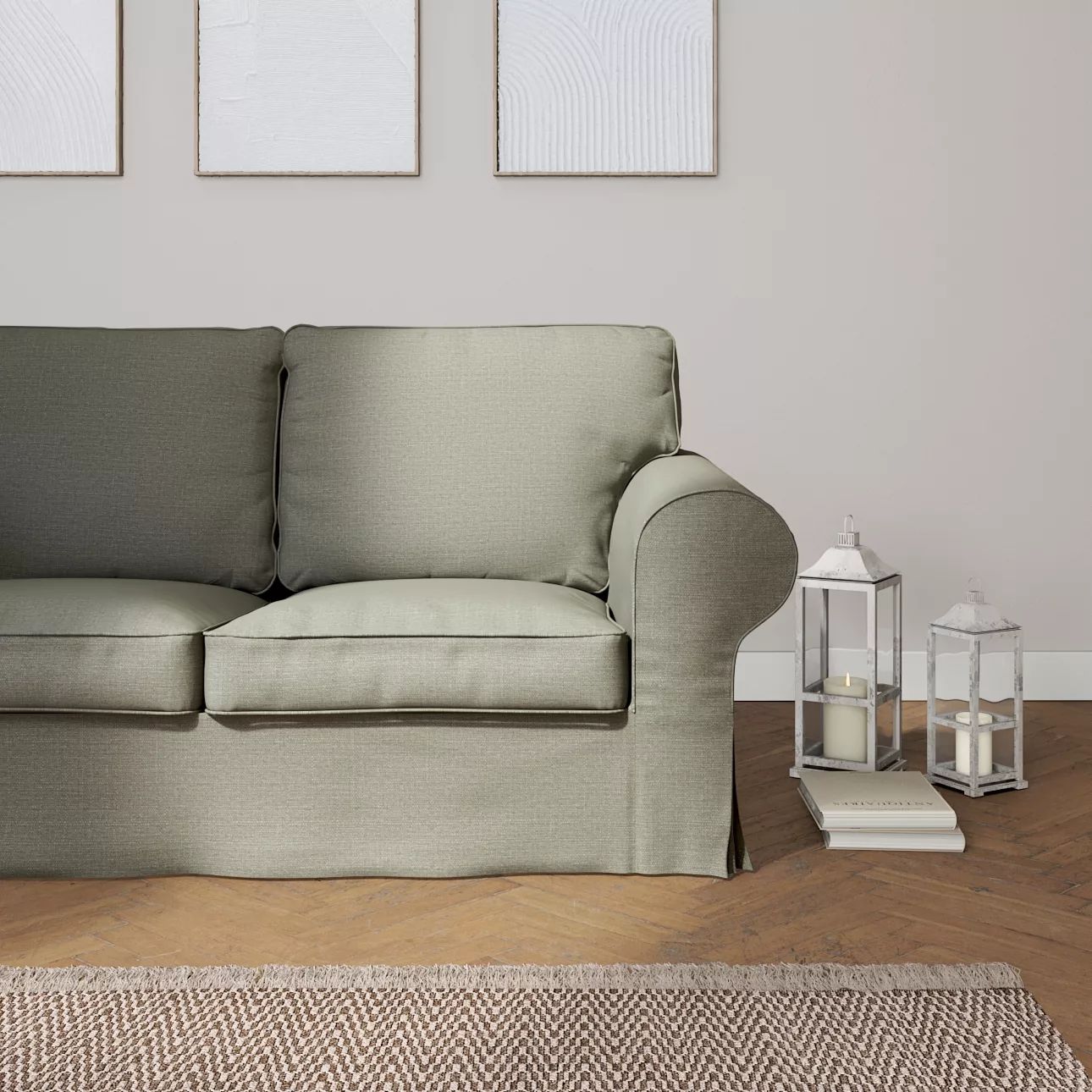 Bezug für Ektorp 2-Sitzer Sofa nicht ausklappbar, grau-beige, Sofabezug für günstig online kaufen