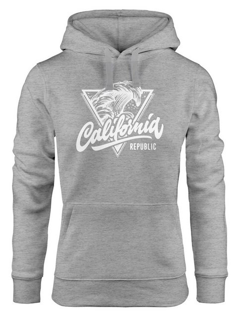 Neverless Hoodie California Republic Kapuzen-Pullover Design Wave Surf Hood günstig online kaufen