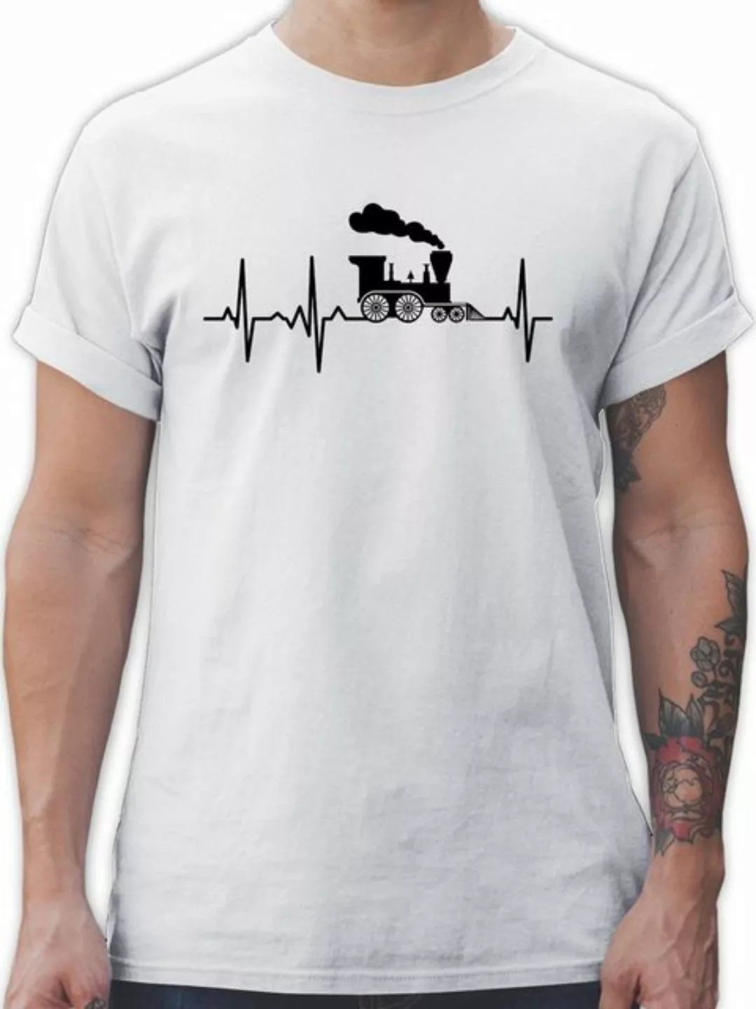 Shirtracer T-Shirt Dampflok Herzschlag I Dampflokomotive Geschenk Eisenbahn günstig online kaufen