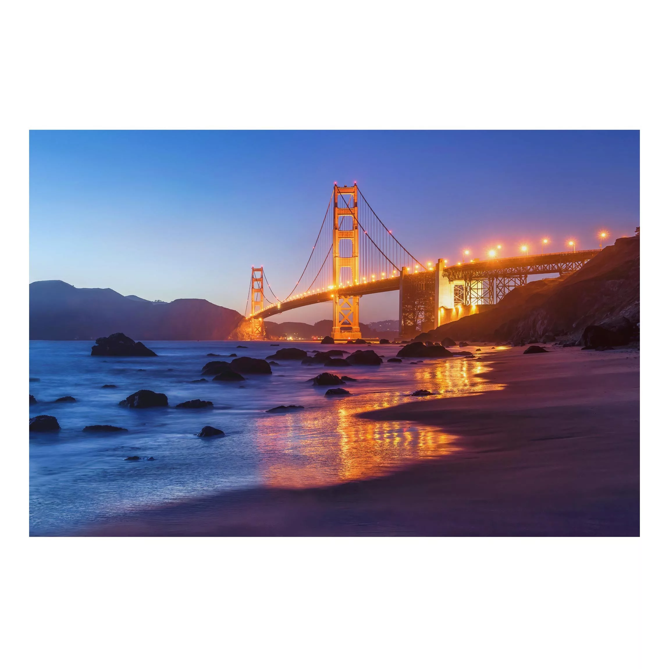 Alu-Dibond Bild Golden Gate Bridge am Abend günstig online kaufen