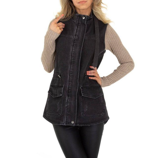 Ital-Design Jeansjacke Damen Freizeit Jeansstoff Jeansjacke in Schwarz günstig online kaufen