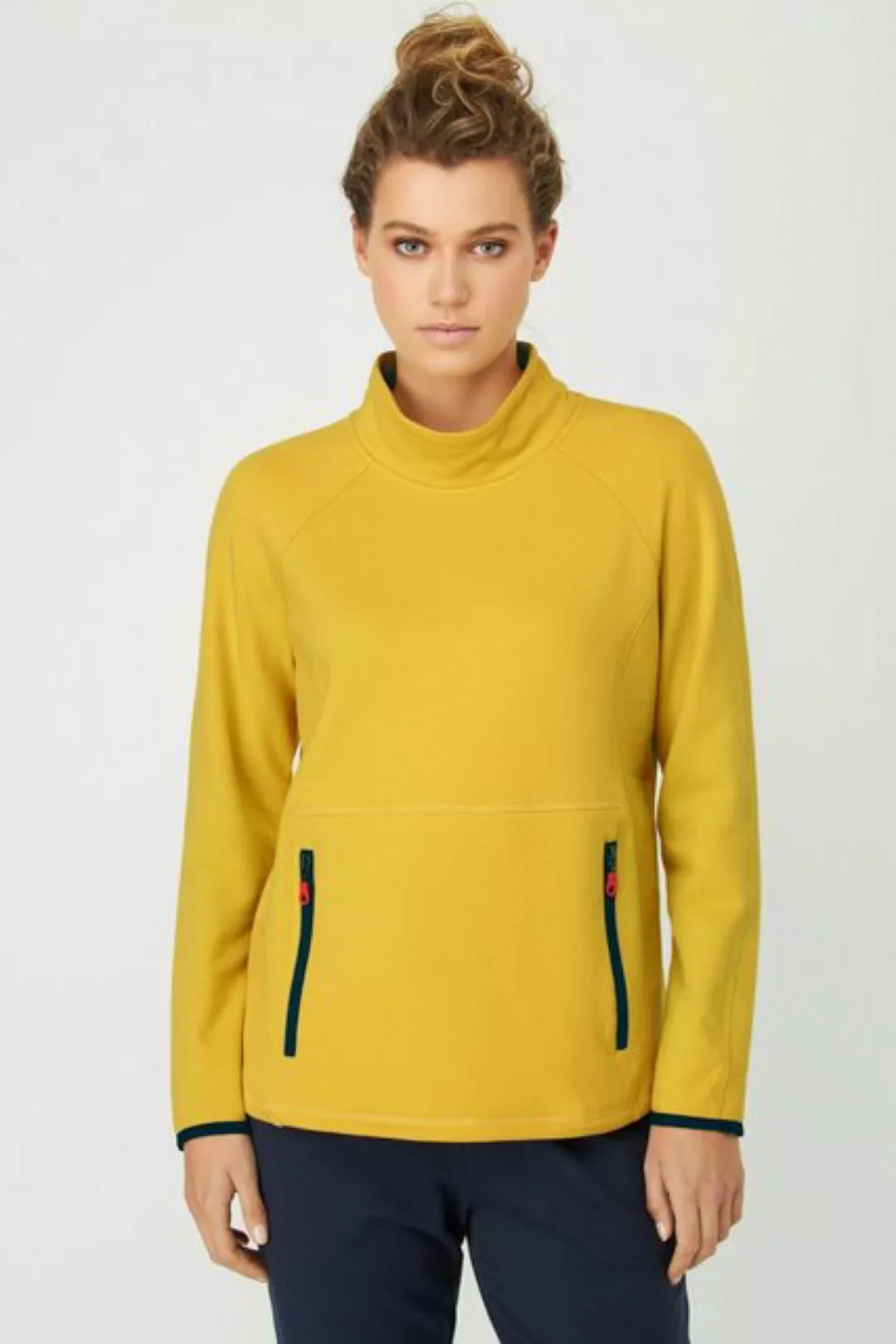 Gina Laura Sweatshirt Sweatshirt Reißverschlusstaschen Stehkragen günstig online kaufen