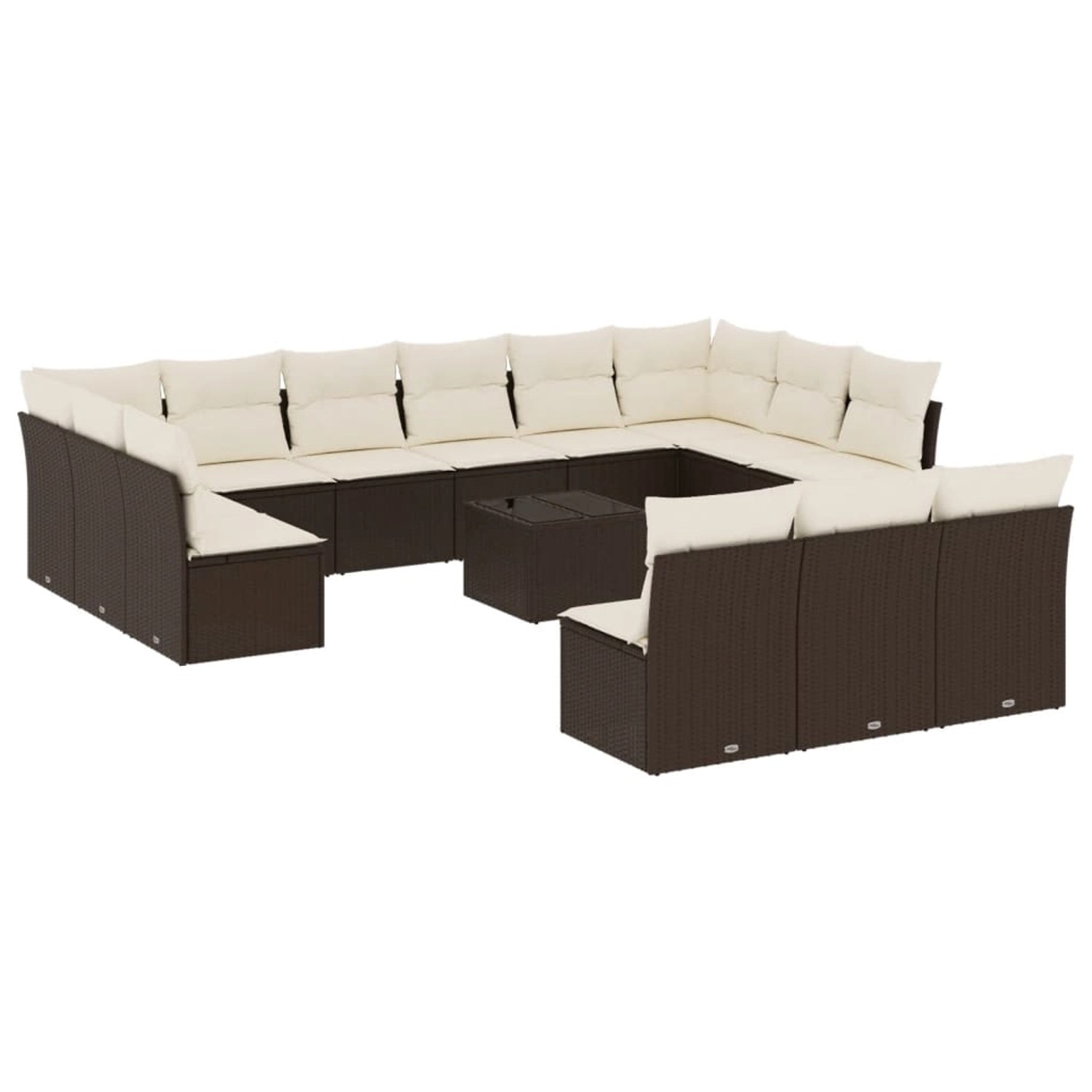 vidaXL 14-Tlg Garten-Sofagarnitur mit Kissen Braun Poly Rattan 3250242 günstig online kaufen
