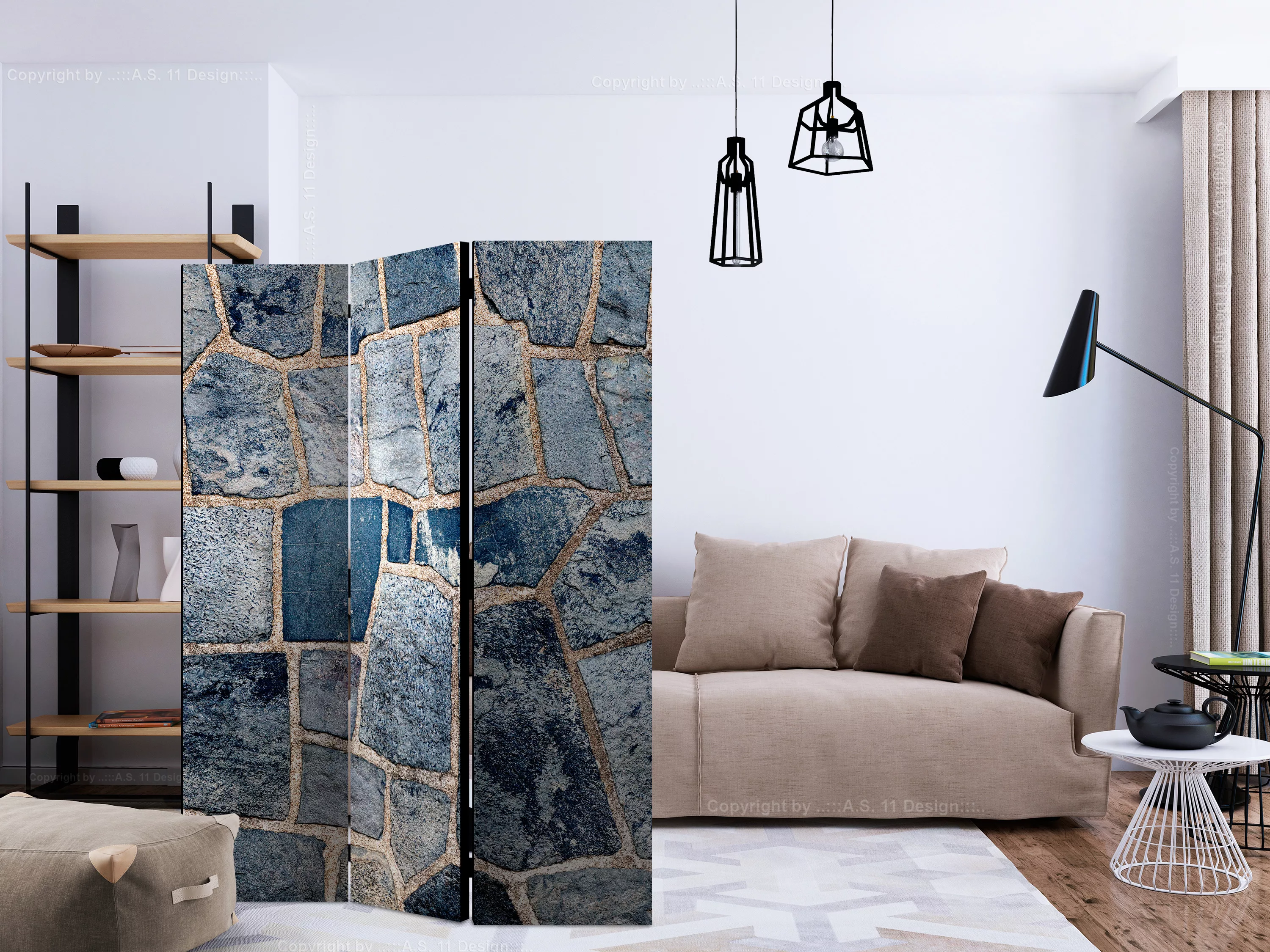 3-teiliges Paravent - Sapphire Stone [room Dividers] günstig online kaufen