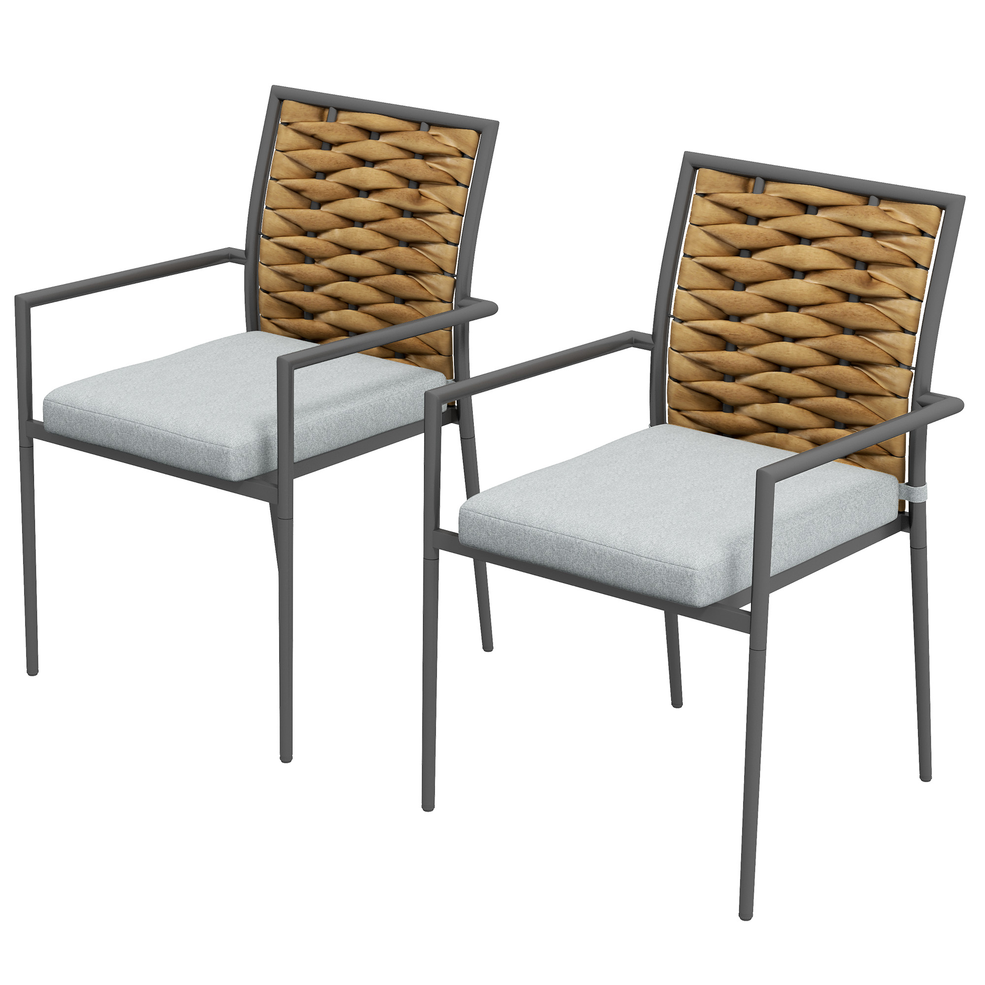 Outsunny 2er-Set Rattan Gartenstuhl Gartensessel Set mit Kissen, Stapelbare günstig online kaufen