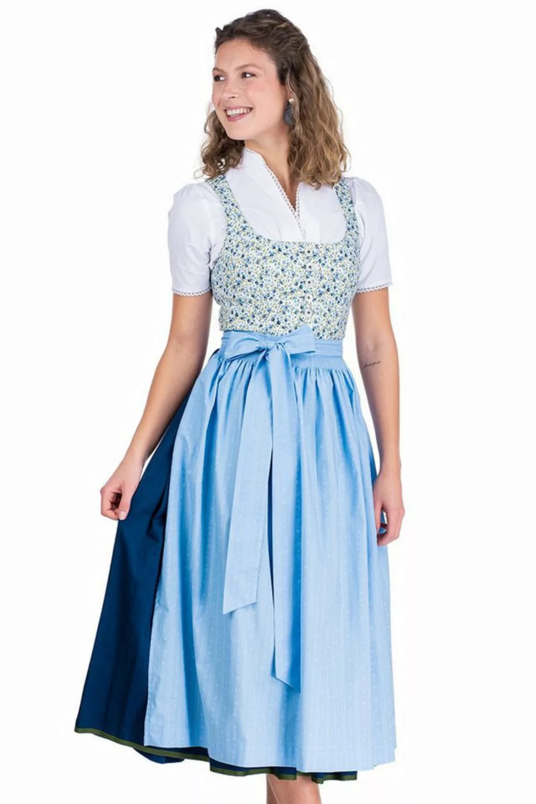 Hammerschmid Dirndl Dirndl lang 3tlg. - KLOSTERSEE - geblümt/navy/hellblau günstig online kaufen