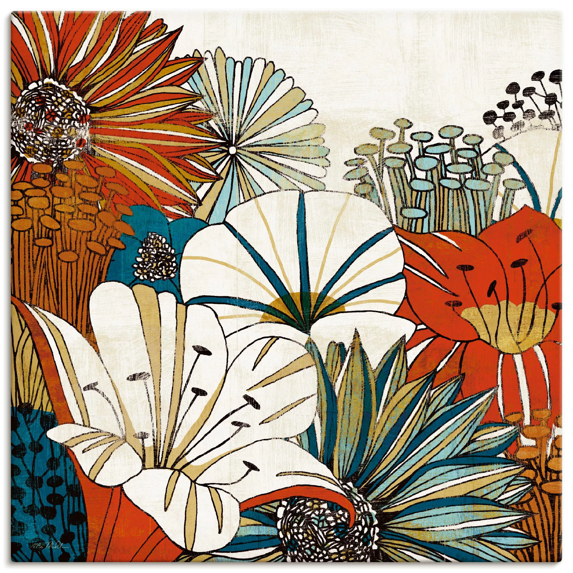 Artland Wandbild "Zeitgenössischer Garten I", Blumen, (1 St.), als Leinwand günstig online kaufen