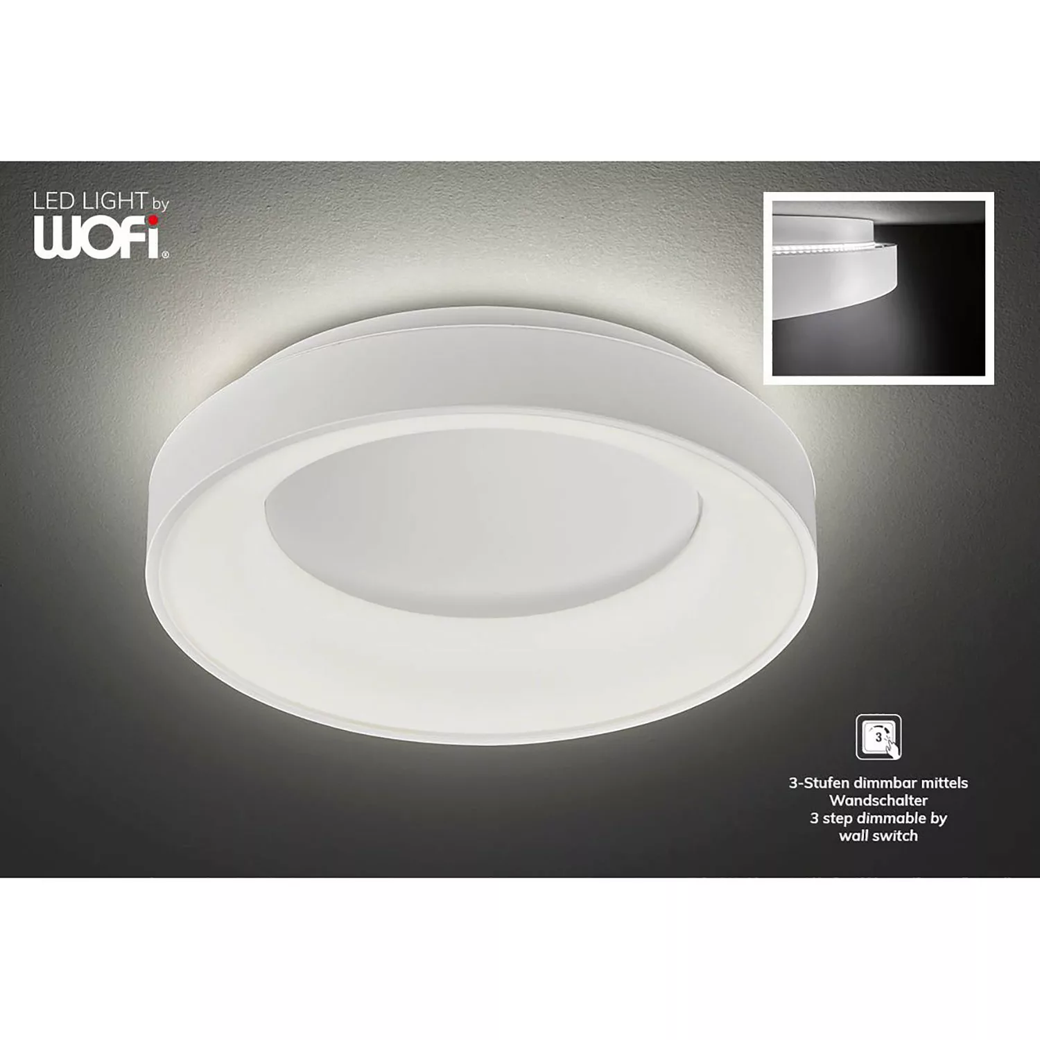 Wofi LED-Deckenleuchte, grau mit Backlight ´groß` - grau - 10 cm - Lampen & günstig online kaufen
