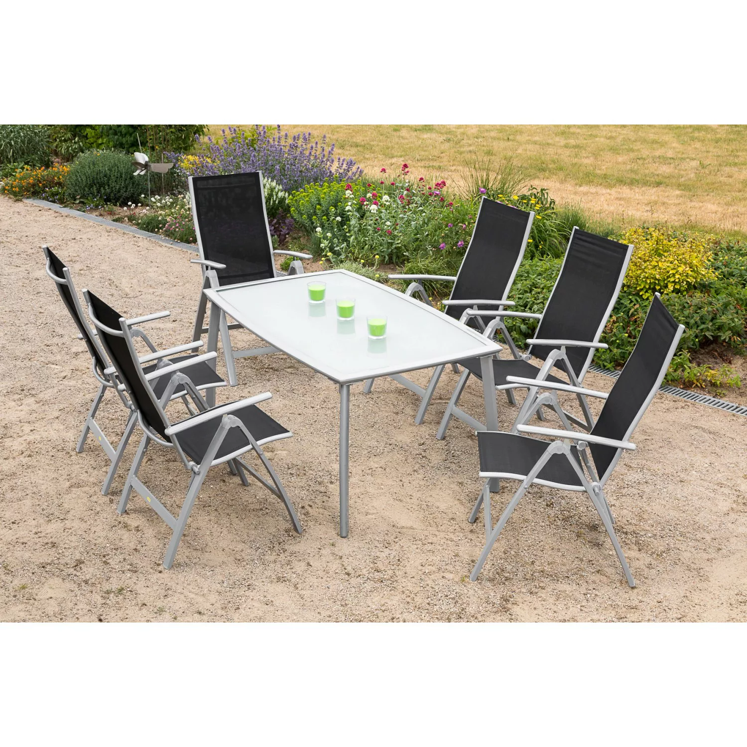 Gartenmöbel-Set Carrara 7-tlg. Schwarz günstig online kaufen