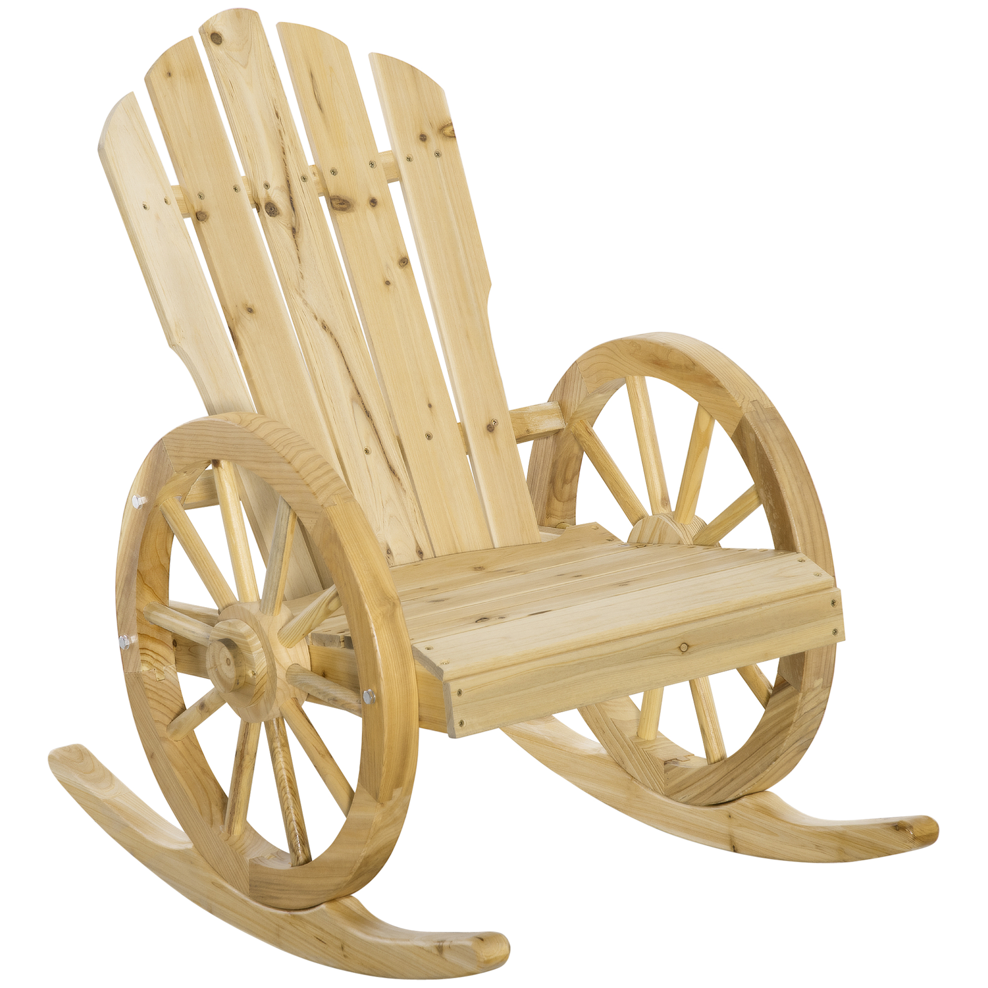 Outsunny Schaukelstuhl Rustikaler Relaxstuhl Gartenstuhl mit Rollen Design günstig online kaufen