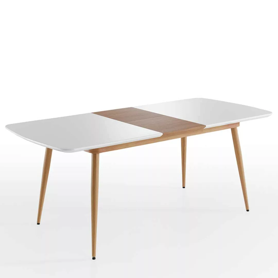 Tisch Esszimmer Skandi Stil mit einer Einlegeplatte Hochglanz Weiß günstig online kaufen