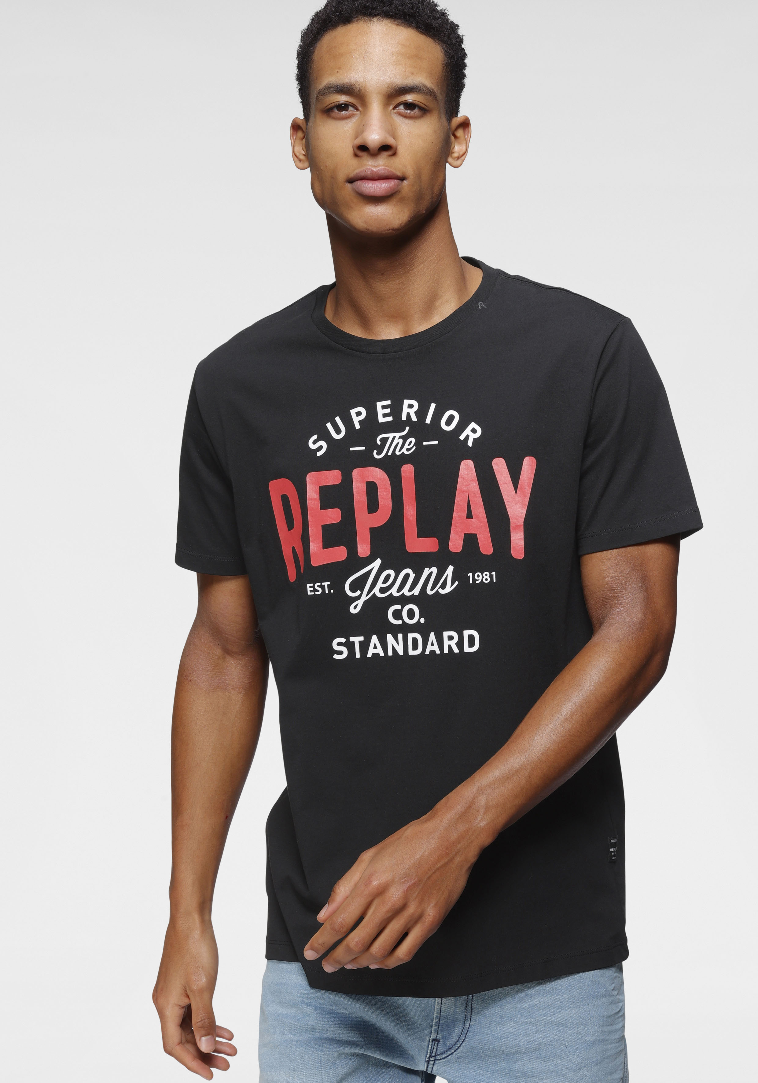 Replay T-Shirt mit Markendruck günstig online kaufen