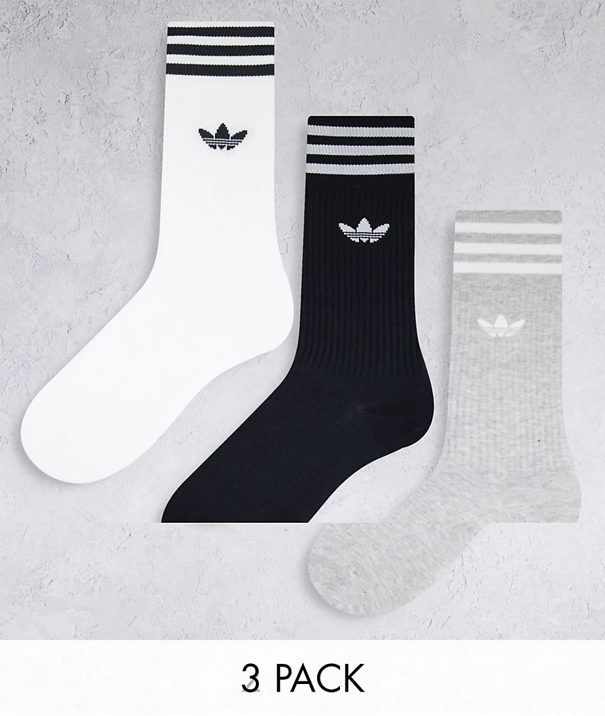 Adidas Originals Solid Crew Socken EU 43-46 White / Medium Grey Heather / B günstig online kaufen