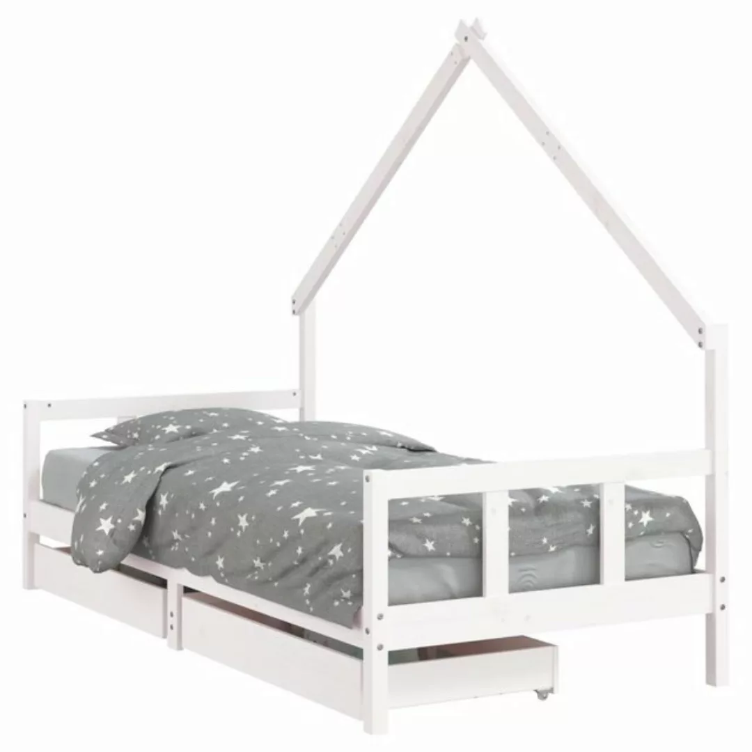 vidaXL Kinderbett Kinderbett mit Schubladen Weiß 90x200 cm Massivholz Kiefe günstig online kaufen