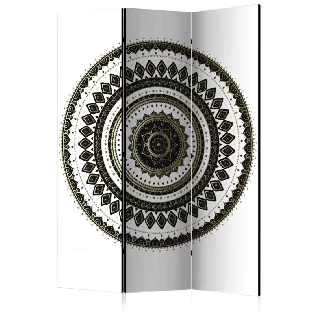 Design Paravent mit Mandala Schwarz und Weiß günstig online kaufen