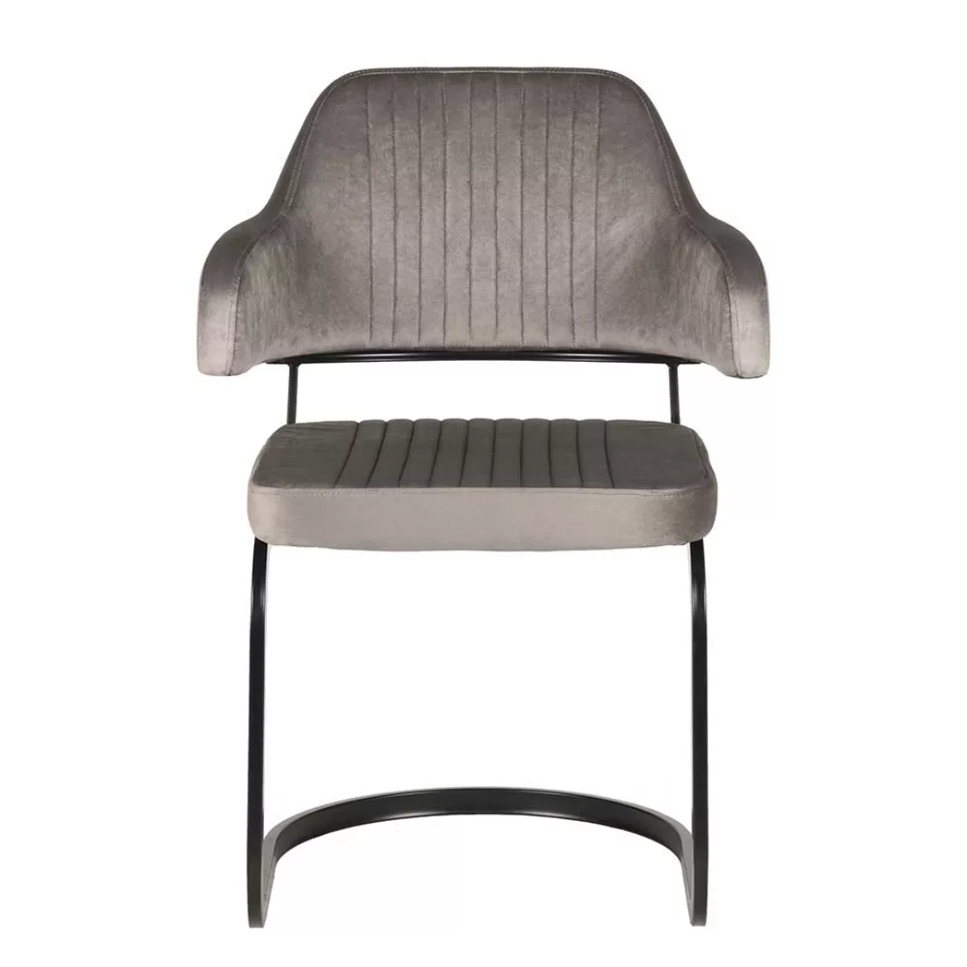 Freischwinger Sessel in Grau Samt 50 cm Sitzhöhe (2er Set) günstig online kaufen