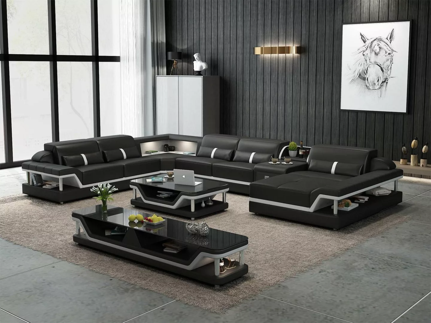 JVmoebel Ecksofa, Sofa mit USB Designer Wohnlandschaft U-Form Couch Ecksofa günstig online kaufen