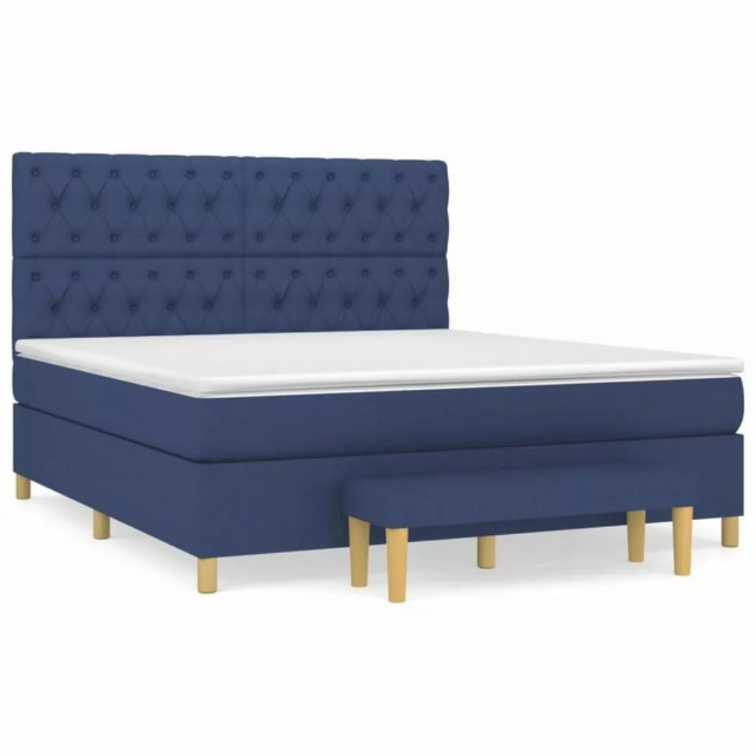 vidaXL Boxspringbett Boxspringbett mit Matratze Blau 160x200 cm Stoff Bett günstig online kaufen