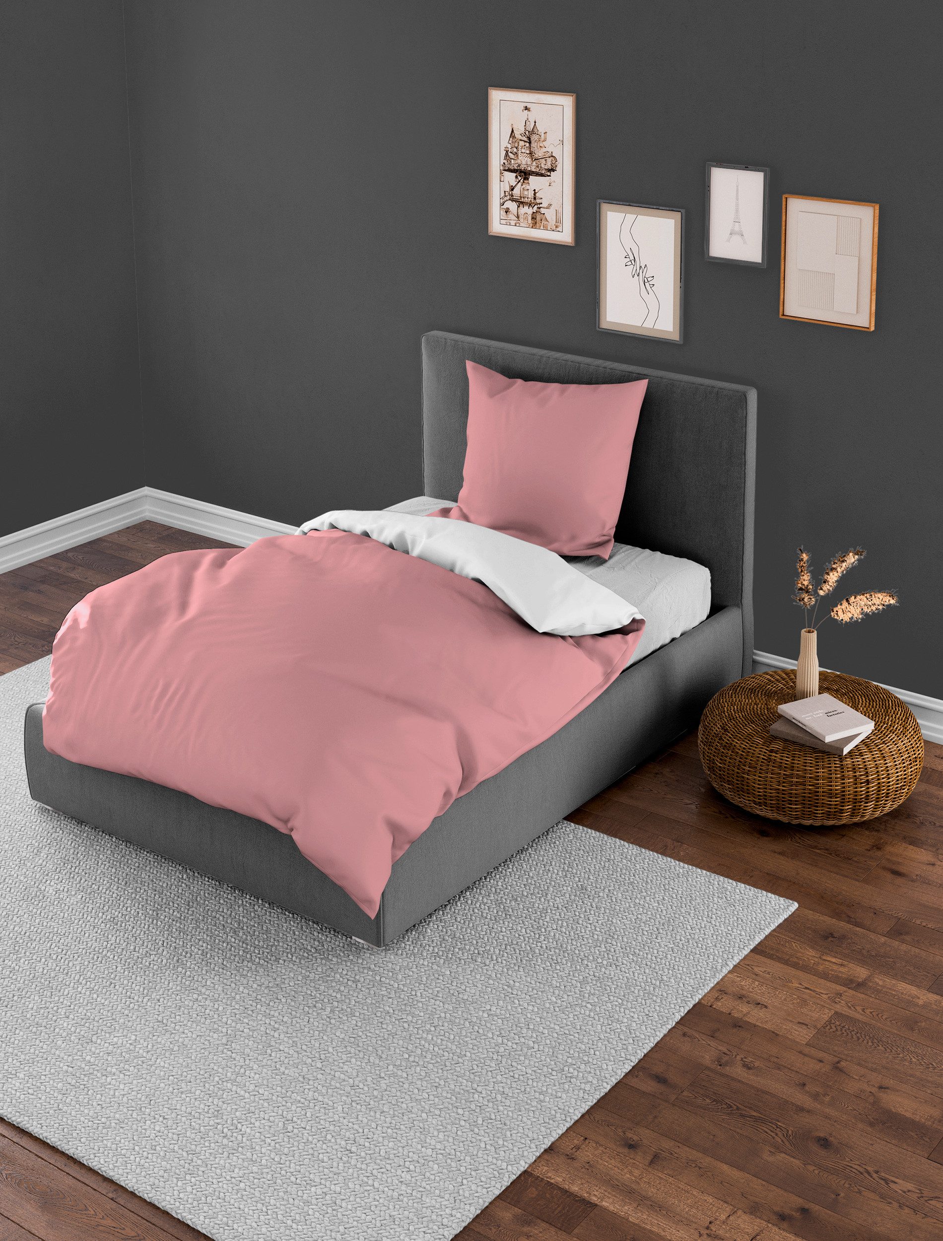 BIERBAUM Wendebettwäsche »Modern Uni in Gr. 135x200 oder 155x220 cm«, Moder günstig online kaufen