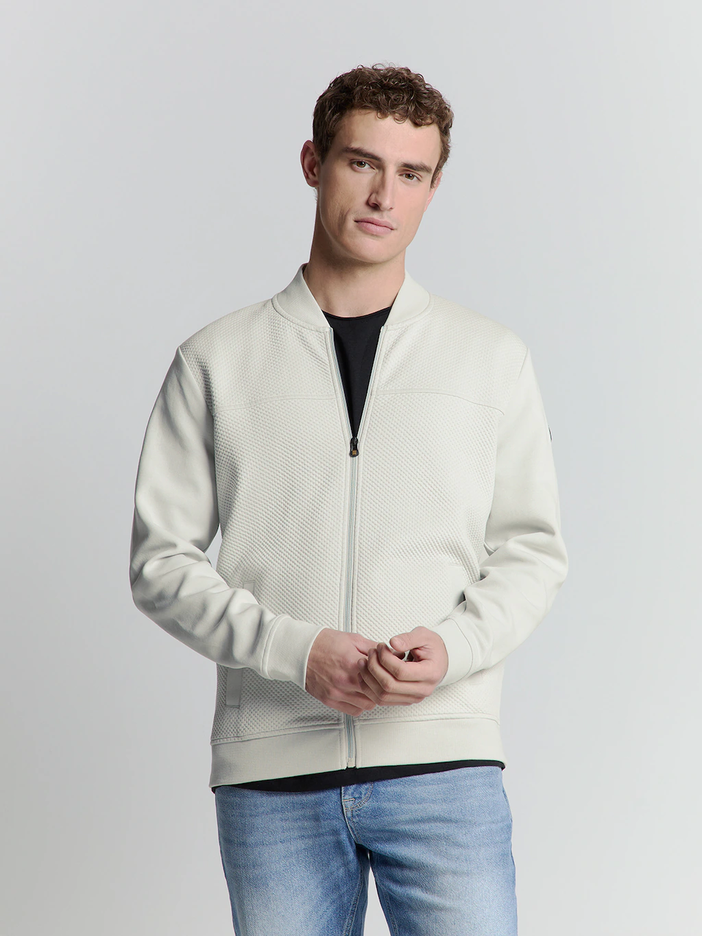 NO EXCESS Sweater "No Excess Jacquard sweatshirt mit Vollreißverschluss" günstig online kaufen