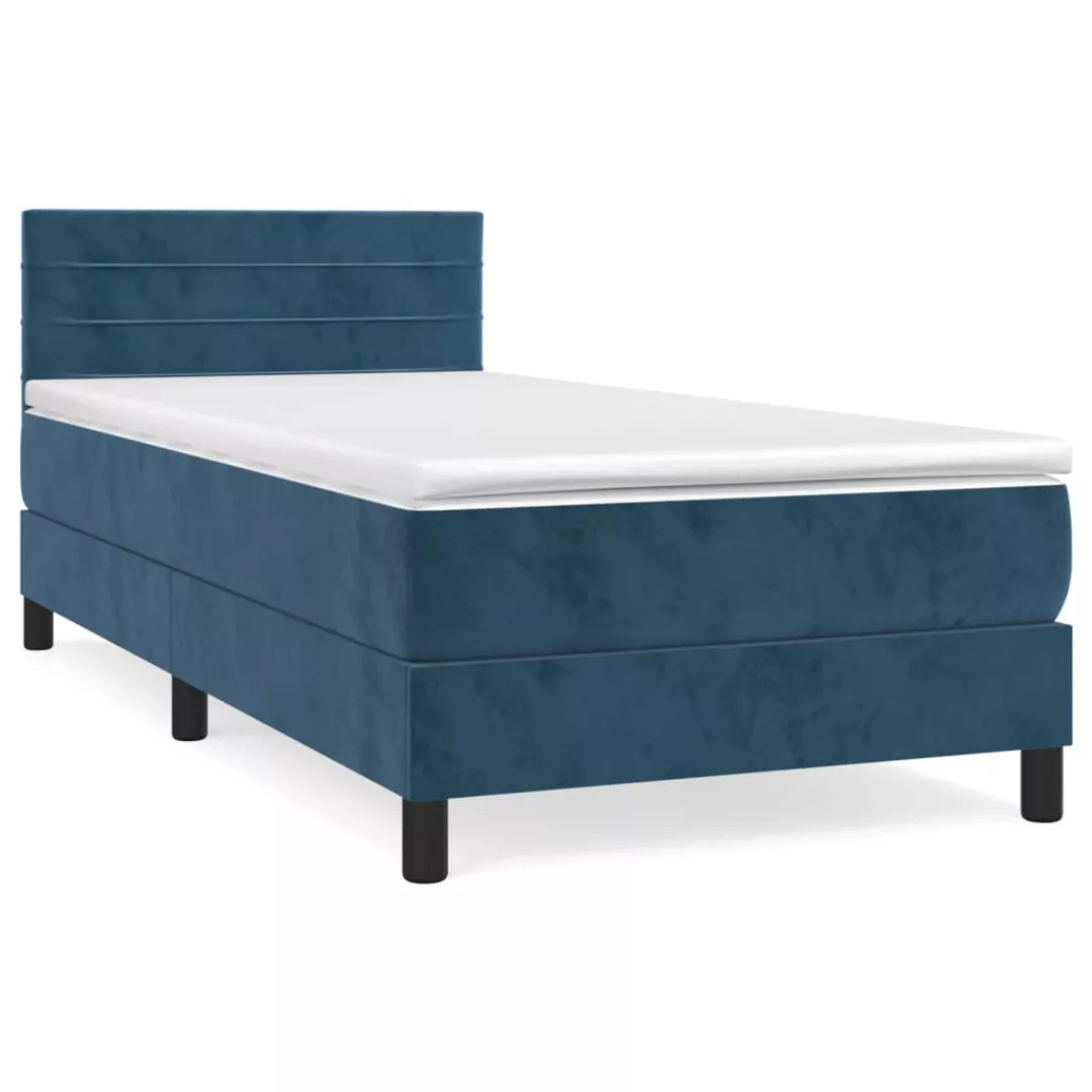 Vidaxl Boxspringbett Mit Matratze Dunkelblau 100x200 Cm Samt günstig online kaufen