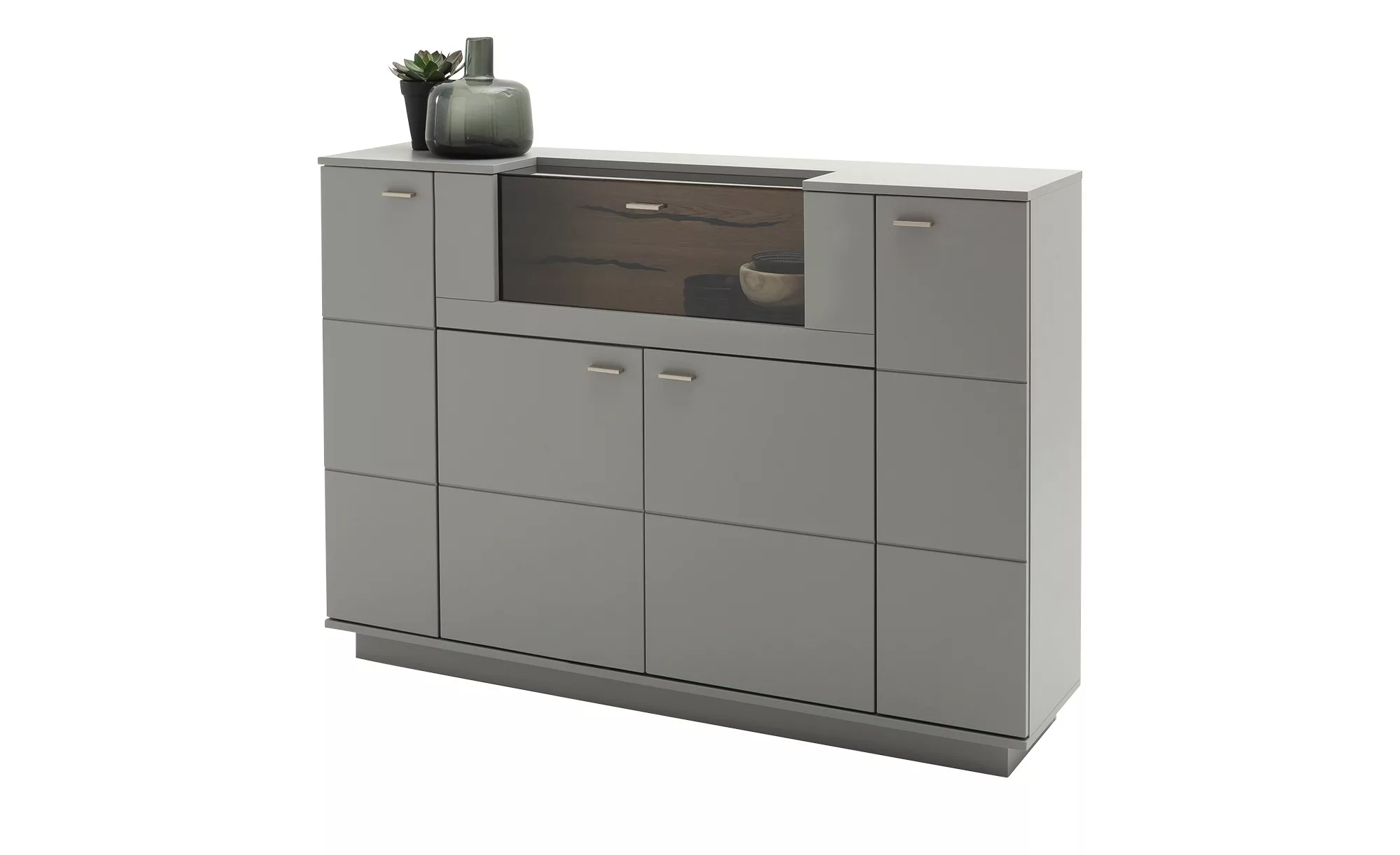 uno Highboard  Sella ¦ grau ¦ Maße (cm): B: 160 H: 113 T: 38 Kommoden & Sid günstig online kaufen