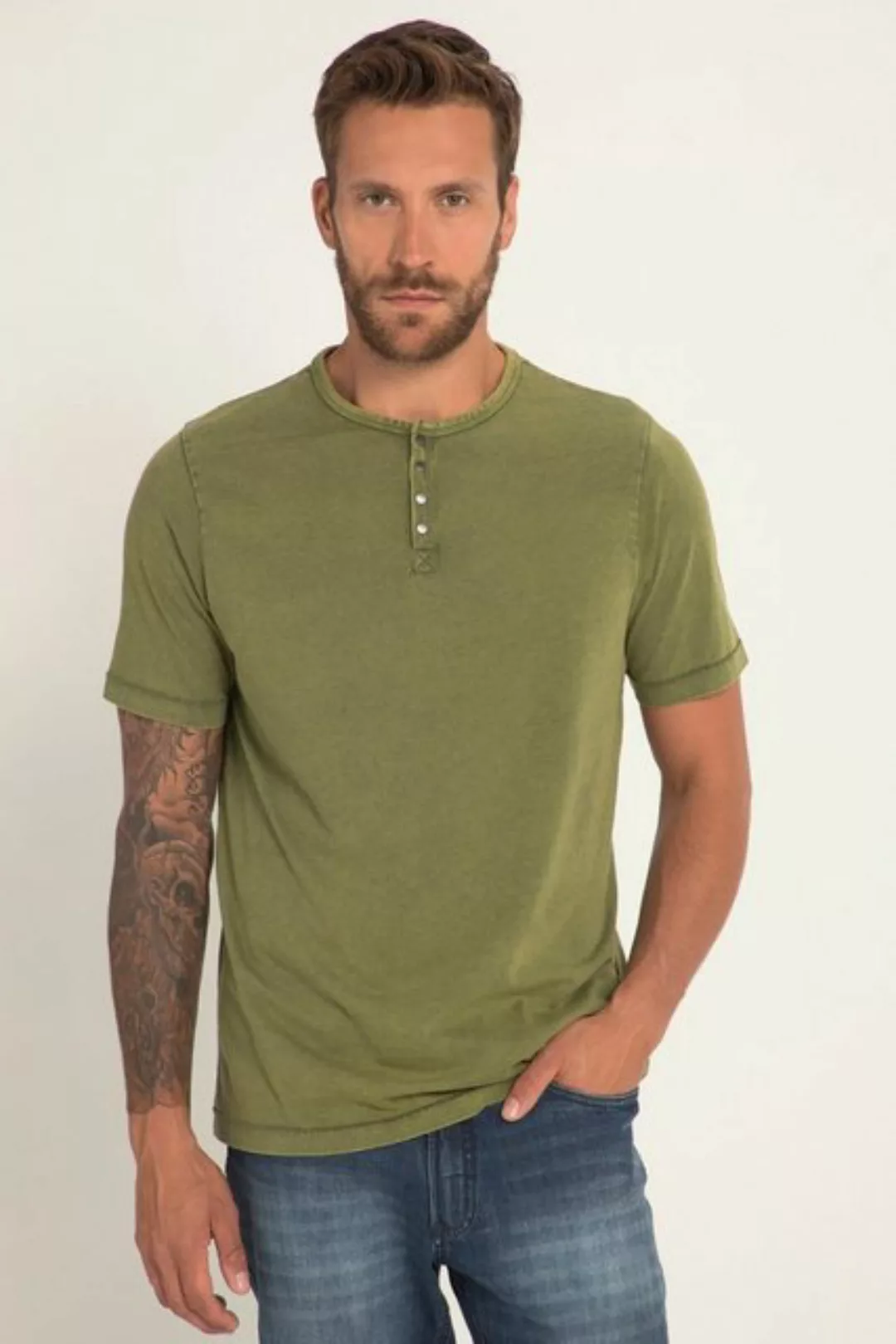 JP1880 T-Shirt Henley Halbarm CoolDyed-Look Rundhals bis 8 XL günstig online kaufen